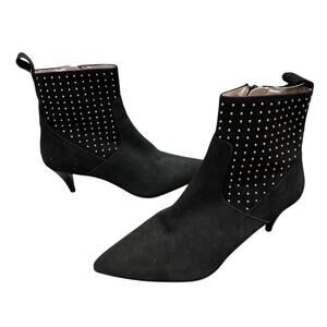 BADDIE Zara Black Gold Studded Low Heel Booties – Faux Suede – 37 / 7
